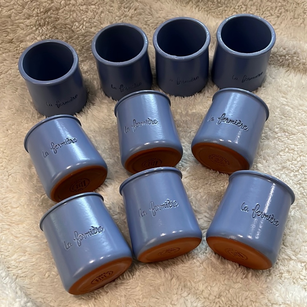 French LA FERMIERE, Lavender Blue Yogurt Pots * 10